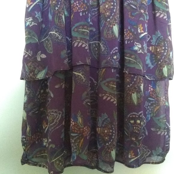 NWOT Purple Paisley Ruffle Boho Fit & Flare Mini Medium Tiered Dress - Picture 6 of 12